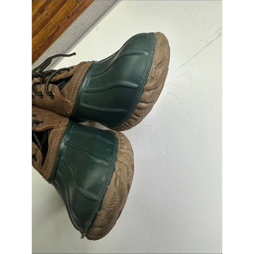 LaCrosse Men's Green Brown Leather & Rubber Duck Ankle Boots, Made in USA Size 8